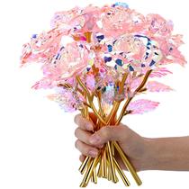 Flores artificiais de rosas galácticas Lyrow, 12 peças, rosa claro, 25 cm