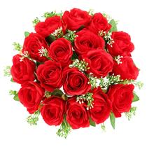 Flores artificiais de rosas memoriais vermelhas de seda para cemitério Flores artificiais de rosas memoriais vermelhas de seda para cemitério