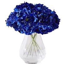 Flores artificiais de seda de hortênsia KISLOHUM 10 azul royal