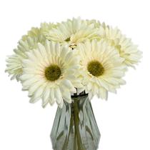 Flores artificiais de seda Gerbera Daisy DSForg 10 unidades (branco creme) Flores artificiais de seda Gerbera Daisy DSForg 10 unidades (branco creme)