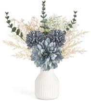 Flores artificiais em vaso de cerâmica Mkono 13,7 polegadas azul