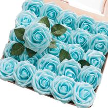 Flores artificiais Floroom Aqua Blue Foam Fake Roses x25