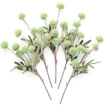 Flores artificiais Floroom Pompon Mum Faux Silk, 5 peças - verde