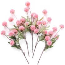 Flores artificiais Floroom Pompon Mum Faux Silk x5 - Rosa
