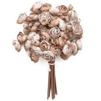 Flores artificiais Floroom Ranunculus 18 peças de seda sintética taupe