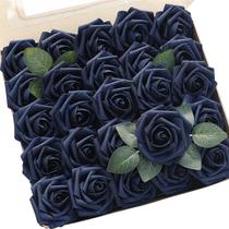 Flores artificiais Floroom Rosas de espuma azul marinho de aparência real