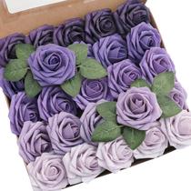 Flores artificiais Floroom Rosas de lavanda de aparência real x25