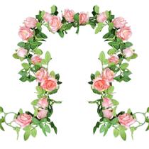 Flores artificiais Garland UKELER Pink Rose Vines, 4,2 m, pacote com 2