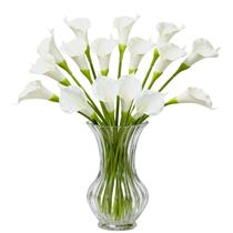 Flores artificiais GrainBuds White Calla Lily x16 com Real Touch