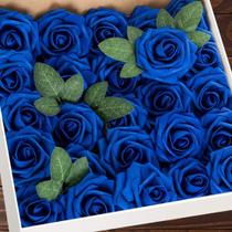 Flores artificiais Higfra Real Looking Foam Roses 25 unidades azuis