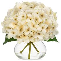 Flores artificiais Hollyone Fall Hydrangea com vaso de vidro