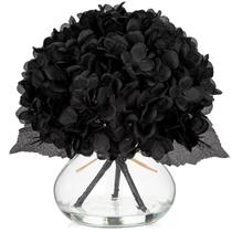 Flores artificiais Hollyone Hydrangea Fall com vaso de vidro