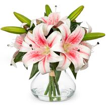 Flores artificiais Hollyone Tiger Lily Real Touch com vaso