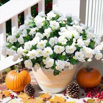 Flores artificiais HyeFlora White Camellia 3 pacotes grandes