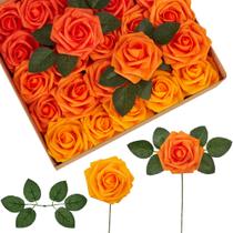 Flores artificiais InnoGear, 100 peças de rosas de espuma de laranja, 8 cm