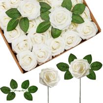 Flores artificiais InnoGear Ivory White Foam Fake Roses x50