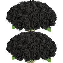 Flores artificiais Jefuzh Black Roses 50 unidades para o Halloween Flores artificiais Jefuzh Black Roses 50 unidades para o Halloween