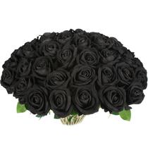 Flores artificiais Jefuzh Fake Black Roses 30 unidades para o Halloween