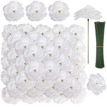 Flores artificiais LELEE White Roses Head com caule x108