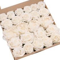 Flores artificiais Ling's Moment Fake Roses Peony Ivory 24 unidades