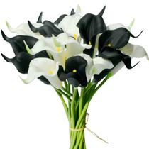 Flores artificiais Mandy's PU preto e branco Calla Lily Flores artificiais Mandy's PU preto e branco Calla Lily