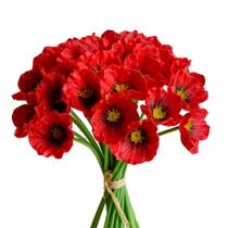 Flores artificiais Mandy's PU Red Poppy 30 hastes 11,6 polegadas Flores artificiais Mandy's PU Red Poppy 30 hastes 11,6 polegadas