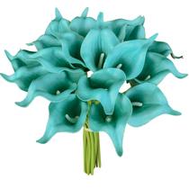 Flores artificiais Mandy's PU Teal Calla Lily 20 hastes 35 cm Flores artificiais Mandy's PU Teal Calla Lily 20 hastes 35 cm