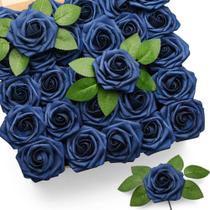 Flores artificiais: Mocoosy Roses, azul marinho, 50 unidades com caules Flores artificiais: Mocoosy Roses, azul marinho, 50 unidades com caules
