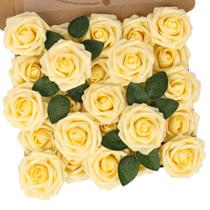 Flores artificiais N&T NIETING 25 unidades de rosas amarelas falsas de ganso