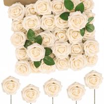 Flores artificiais N&T NIETING Cream Foam Roses 50 unidades de 18 cm