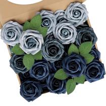 Flores artificiais N&T NIETING Dusty Blue Fake Roses x50