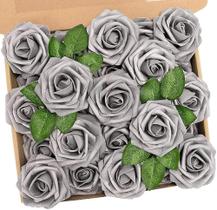 Flores artificiais N&T NIETING Roses Silver Grey 25 unidades