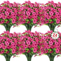 Flores artificiais Ouddy Decor 24 pacotes rosa vermelha