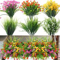 Flores artificiais para exterior, 24 unidades resistentes aos raios UV Flores artificiais para exterior, 24 unidades resistentes aos raios UV