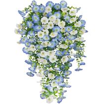 Flores artificiais penduradas ACRYCS Morning Glory azul/branco