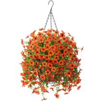 Flores artificiais penduradas Ammyoo Daisy com cesta amarela