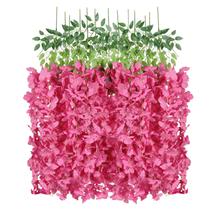 Flores artificiais penduradas em glicínias INSUNSIX Rose Red x12