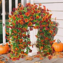 Flores artificiais penduradas no outono, Ouddy Decor, pacote com 4, marrom