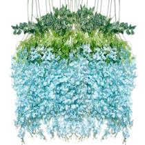 Flores artificiais penduradas para glicínias WONICE Blue (pacote com 12)
