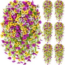 Flores artificiais penduradas Serwalin Faux Pansy para atividades ao ar livre Flores artificiais penduradas Serwalin Faux Pansy para atividades ao ar livre