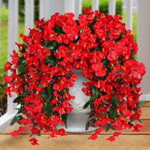 Flores artificiais penduradas Sggvecsy Red Morning Glory 2 unidades