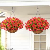 Flores artificiais penduradas Yastouay com cestos, pacote com 2 Flores artificiais penduradas Yastouay com cestos, pacote com 2