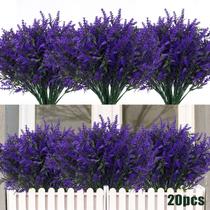 Flores artificiais RECUTMS resistentes a UV 20 pacotes roxos Flores artificiais RECUTMS resistentes a UV 20 pacotes roxos