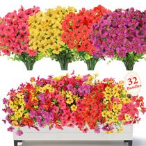 Flores Artificiais SAEUYVB 32 Pacotes Resistentes a UV para Uso Externo