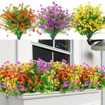 Flores artificiais Sggvecsy Arbustos de buxo resistentes a UV x12 Flores artificiais Sggvecsy Arbustos de buxo resistentes a UV x12