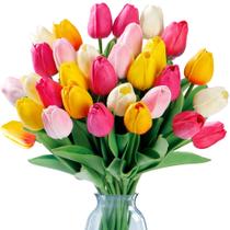 Flores artificiais Sggvecsy Fake Tulips 30 unidades Real Touch Flores artificiais Sggvecsy Fake Tulips 30 unidades Real Touch