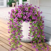 Flores artificiais suspensas Hommyea resistentes a UV, 2 peças, roxas