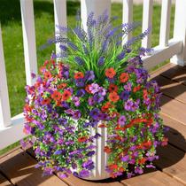 Flores artificiais suspensas Homsunny Daisy Resistentes a UV (3x) Roxo Vermelho Flores artificiais suspensas Homsunny Daisy Resistentes a UV (3x) Roxo Vermelho