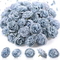 Flores artificiais Thiccywoov Rose Head 8 cm, azul empoeirado, x50