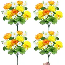 Flores artificiais TURNMEON 48 Heads Dahlia Daisies Mum 43cm Flores artificiais TURNMEON 48 Heads Dahlia Daisies Mum 43cm